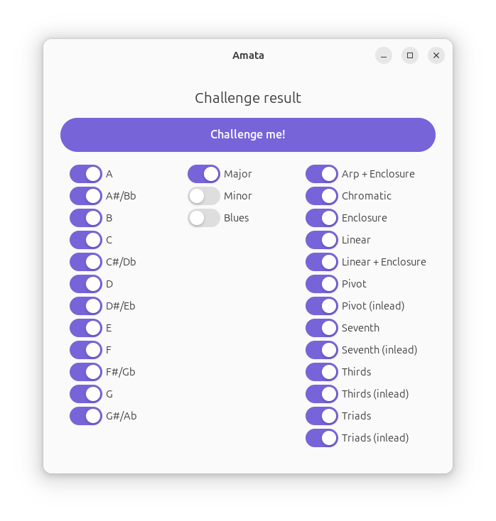 Screenshot of the application Amata